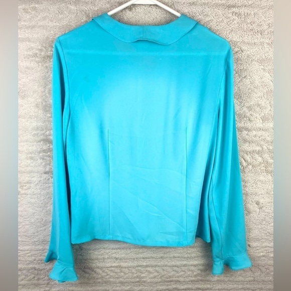 PENDLETON Aqua Blue Ruffled Blouse Size 10 Office Work Professional - Picture 12 of 16